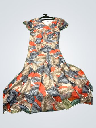 ADAGIO Leaf Print Maxi Dress
