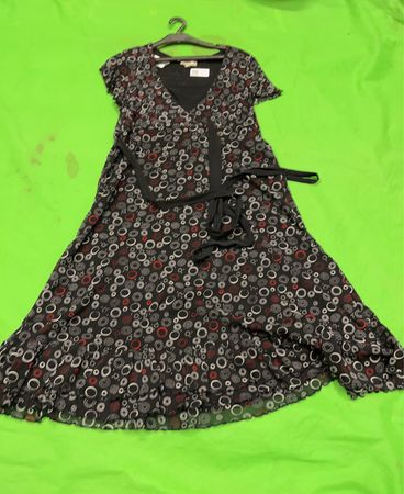 Clara Vitti Black & Red Circle Print Maxi Dress with Belt
