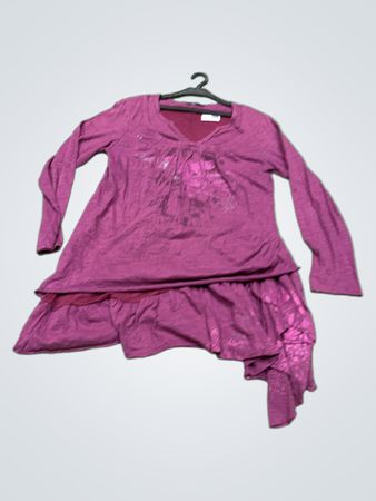 La Modeest À Vous Damen Lila Langarm-Rüschikleid