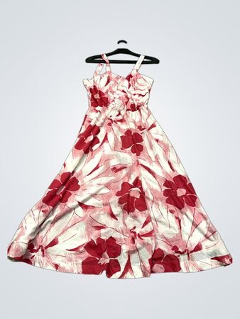 Vintage Vanguard Rotes Blumen Maxi-Kleid