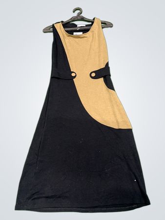 Schwarz und Braun Farbblock Maxi-Kleid