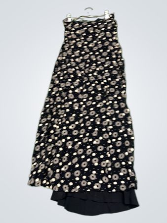 Claude Zana Paris Schwarzes Blumenkleid Maxi