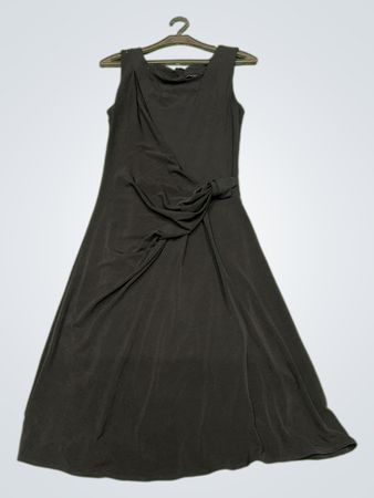 Schwarzes ärmelloses Maxi-Kleid mit Knoten-Detail