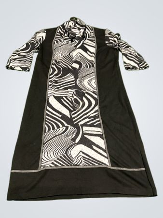 Vautier Liliane Schwarzes Kleid mit Zebra-Print