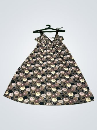 S.Mattes Damen Maxikleid mit braunem Kreisdruck