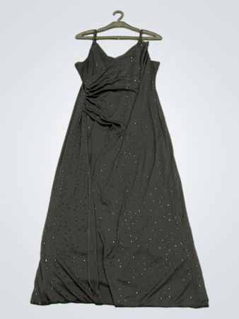 CANDA Schwarzes Glitzer Rüschen Maxikleid
