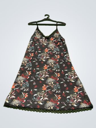 Floral Print Slip Dress mit Spitzenbesatz