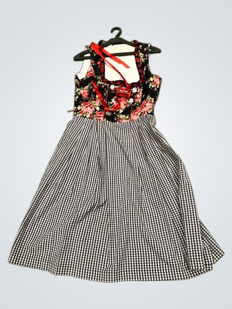 Janina Kleid mit Karomuster und Blumendruck