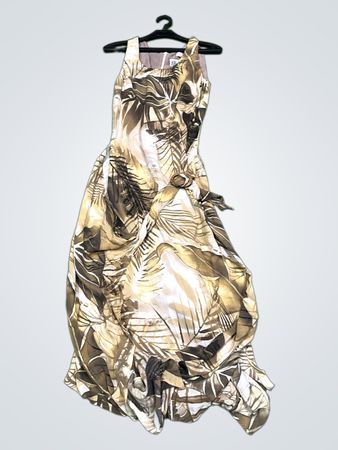 CR Ärmelloses Maxikleid mit tropischem Druck