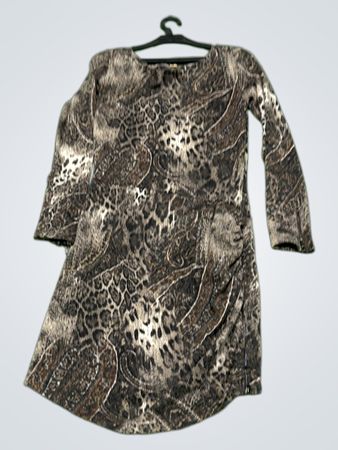 Langarmkleid mit Tier- und Paisleymuster