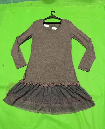 Mädchen Langarmkleid mit Spitzenbesatz