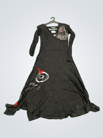 Schwarzes Kleid mit Grafikdruck