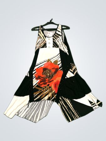 Patchwork-Kleid mit Blumenmuster