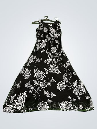 STUDIO I Petite Schwarzes und Weißes Florales Maxikleid