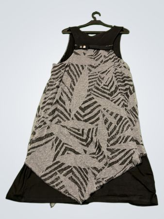 Schwarz und Graues Blattmuster Kleid