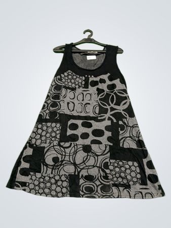 JOFRATI Ärmelloses Patchwork-Druckkleid