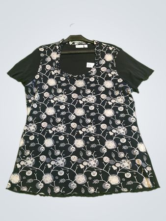 Generous von Evexia Damen Schwarzes Blumenmuster Oberteil XL
