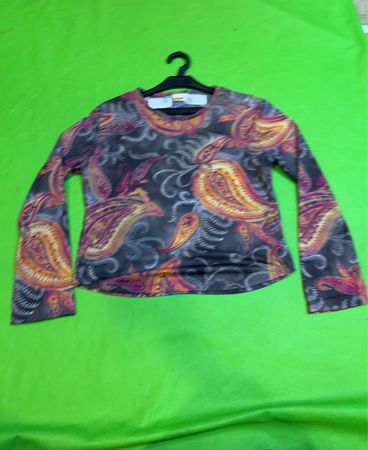 Pinkie Langarm-Paisley-Druckoberteil