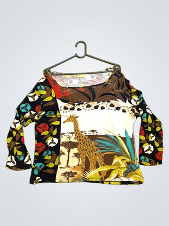 Langarmoberteil mit Giraffen- und Blumenmuster