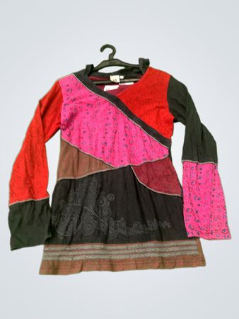 TRANS' FAIR Patchwork Langarmtop mit Kapuze