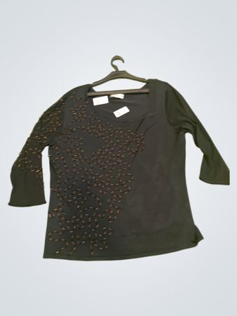 BLUTIME schwarzes Top mit Perlenverzierungen