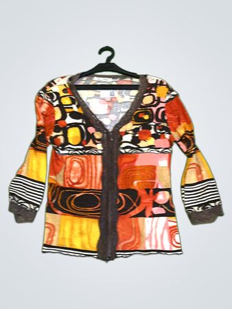 Carla d'Angeli Damen mehrfarbiger Druck Reißverschluss Cardigan