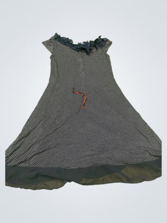 Filipine Lahoya Navy Polka Dot Kleid mit roter Schnürung