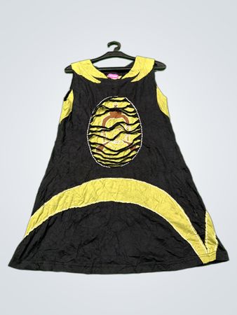 Shambala Schwarzes und Grünes Ärmelloses Kleid mit Grafischem Druck
