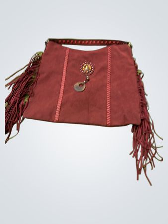 Rote Wildleder-Fransen-Schultertasche