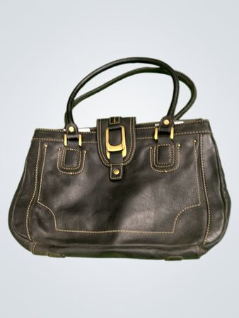Schwarze Lederhandtasche