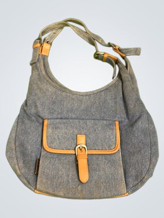 Denim Hobo Tasche mit braunen Akzenten