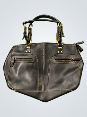 Maggie Barnes schwarze Lederhandtasche
