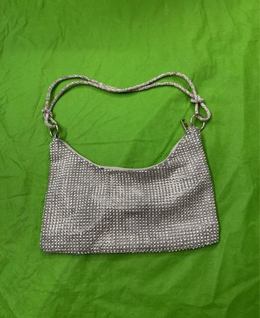 Glitzernde Silberne Schultertasche