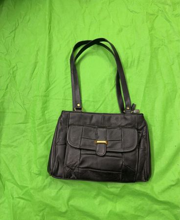 Schwarze Leder Patchwork Handtasche