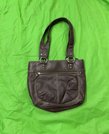Braune Kunstleder-Shopper-Tasche