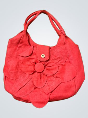 Rote Geflochtene Handtasche mit Blumenakzent
