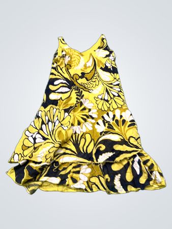 Gelbes Blumenmuster Rüschenkleid