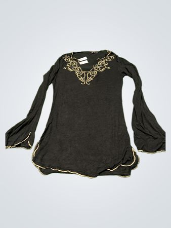 J.N.Y Jennyfer Schwarzes verziertes Tunika-Top