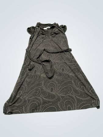 Fashion Express Schwarzes Bedrucktes Midi-Kleid