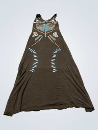 HELENA SOREL Schwarzes gesticktes Maxikleid