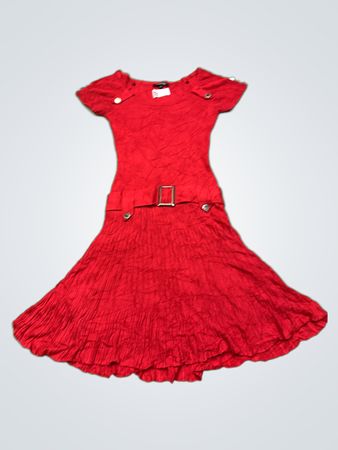 Morgan Red Ribbed Belted Dress