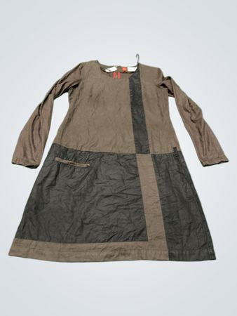 MISS CAPTAIN Damen Kleid in Braun und Schwarz mit Farbblock, Langarm, Größe 38