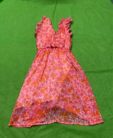 Rosen- und Orangenblumenmuster Kleid