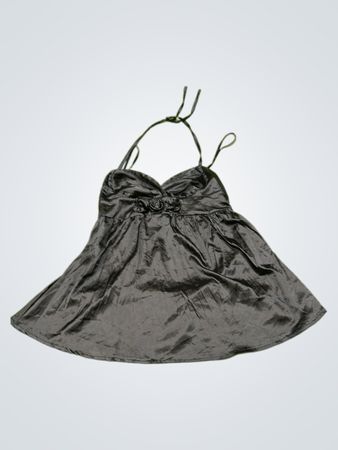 Schwarzes Satin-Camisole mit floralem Detail