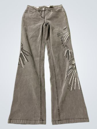 Vintage Vanguard Graue Verzierte Schlagjeans