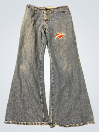 Vintage Vanguard Bell Bottom Jeans mit Herzapplikation