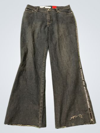 Cristina Damen Flared Jeans mit Strassverzierungen