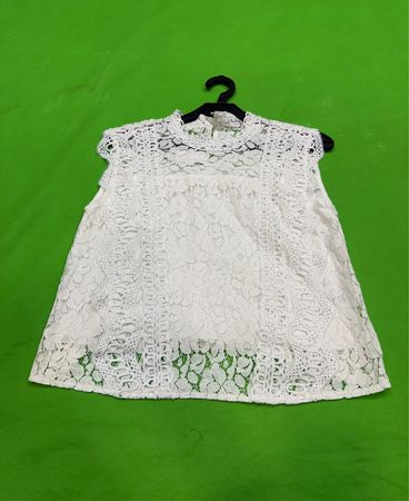 Weiße Spitzen-Ärmellose Bluse