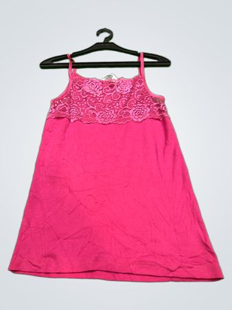 Dabbagh XL 100% Baumwolle Pink Slipkleid mit Spitzenbesatz