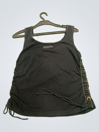 Vintage Vanguard Schwarzes Rüschentop